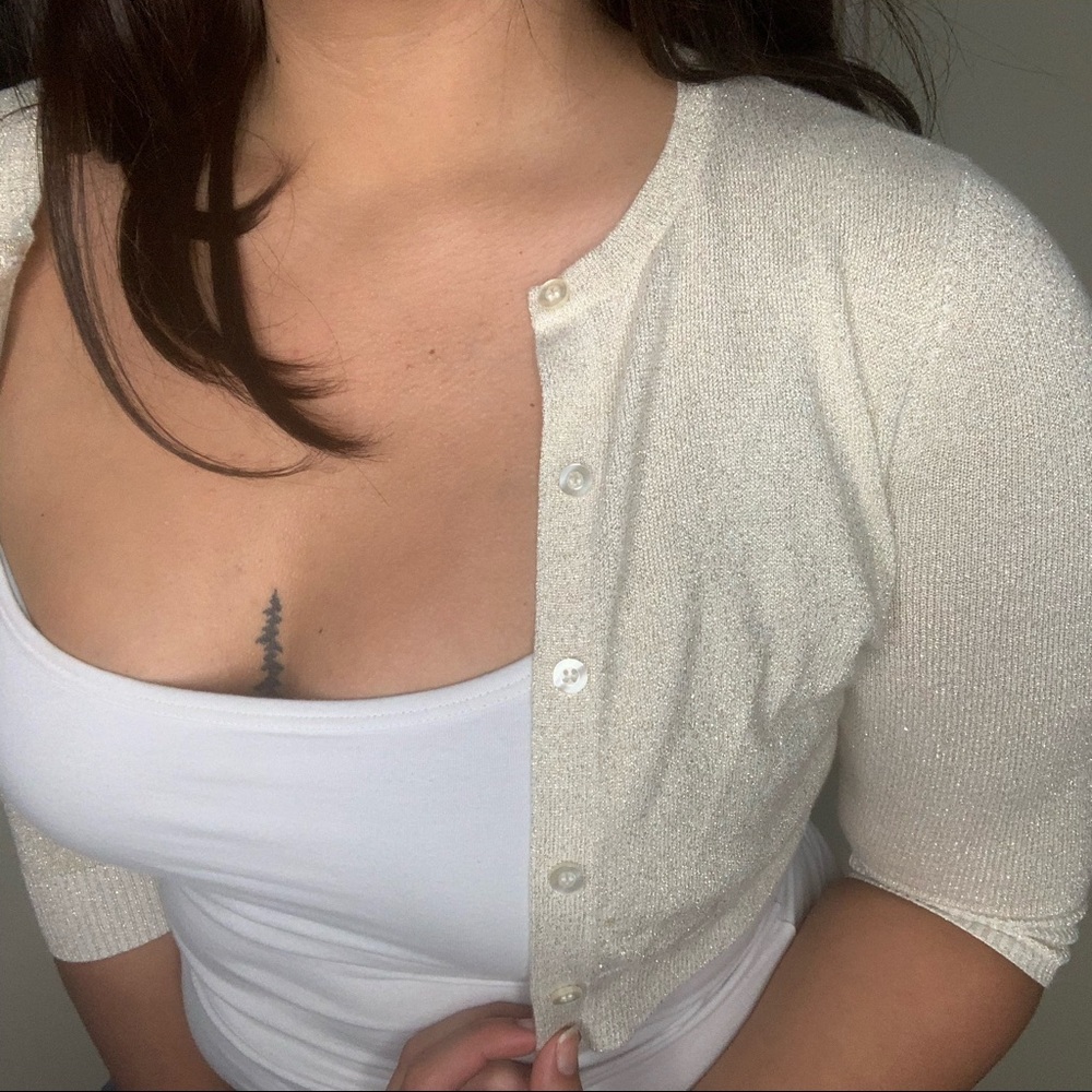 Sparkly Cream Cropped Cardigan